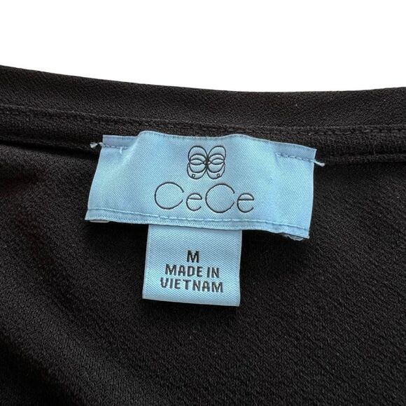 CeCe Black Sheer Swiss Dot Sleeve Blouse - Picture 5 of 10